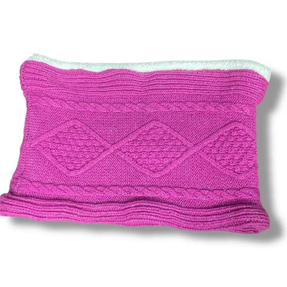 Hanna Andersson Kids Sherpa Neck Gaiter Tube Scarf Hand Muff Ski Pink Coquette